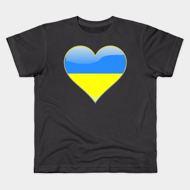 Ukrainian flag inside a heart Kids T-Shirt by tashashimaa